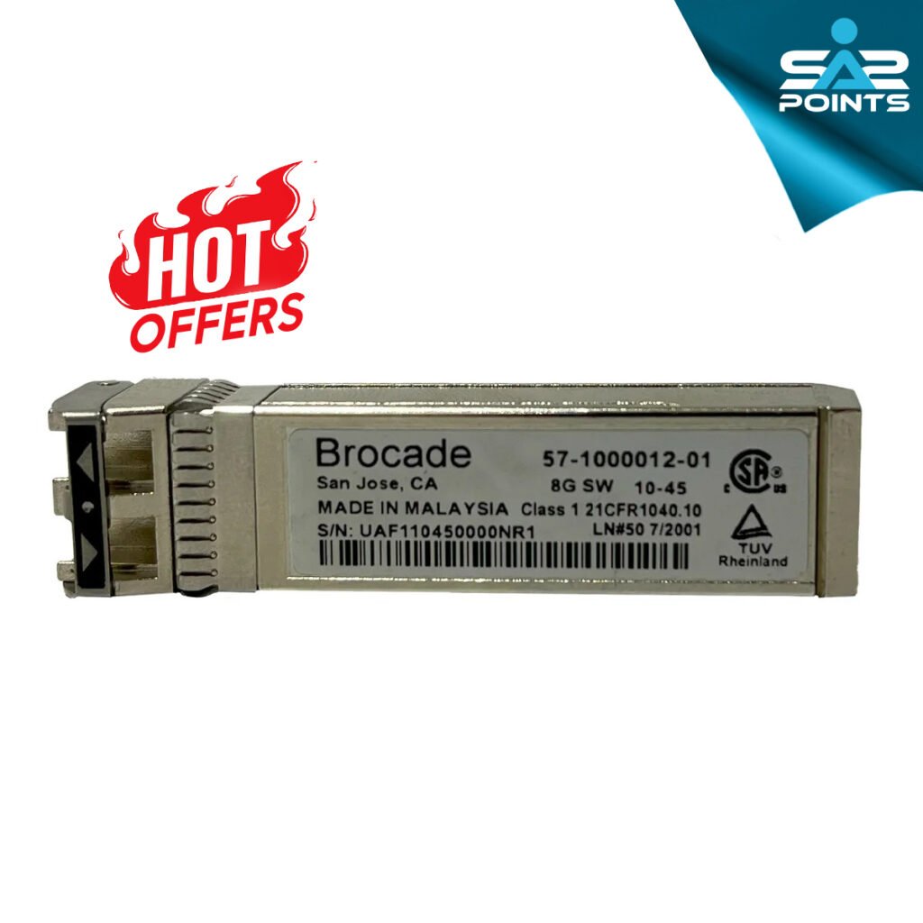 Brocade 57-1000117-01 8G Fibre Channel Short Wave SFP+ Transceiver – 850nm, LC Connector, up to 150m over OM3 Multimode Fiber