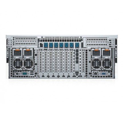 Rear view of DELL EMC PowerEdge R930 with power supplies, PCIe slots, and I/O ports.
