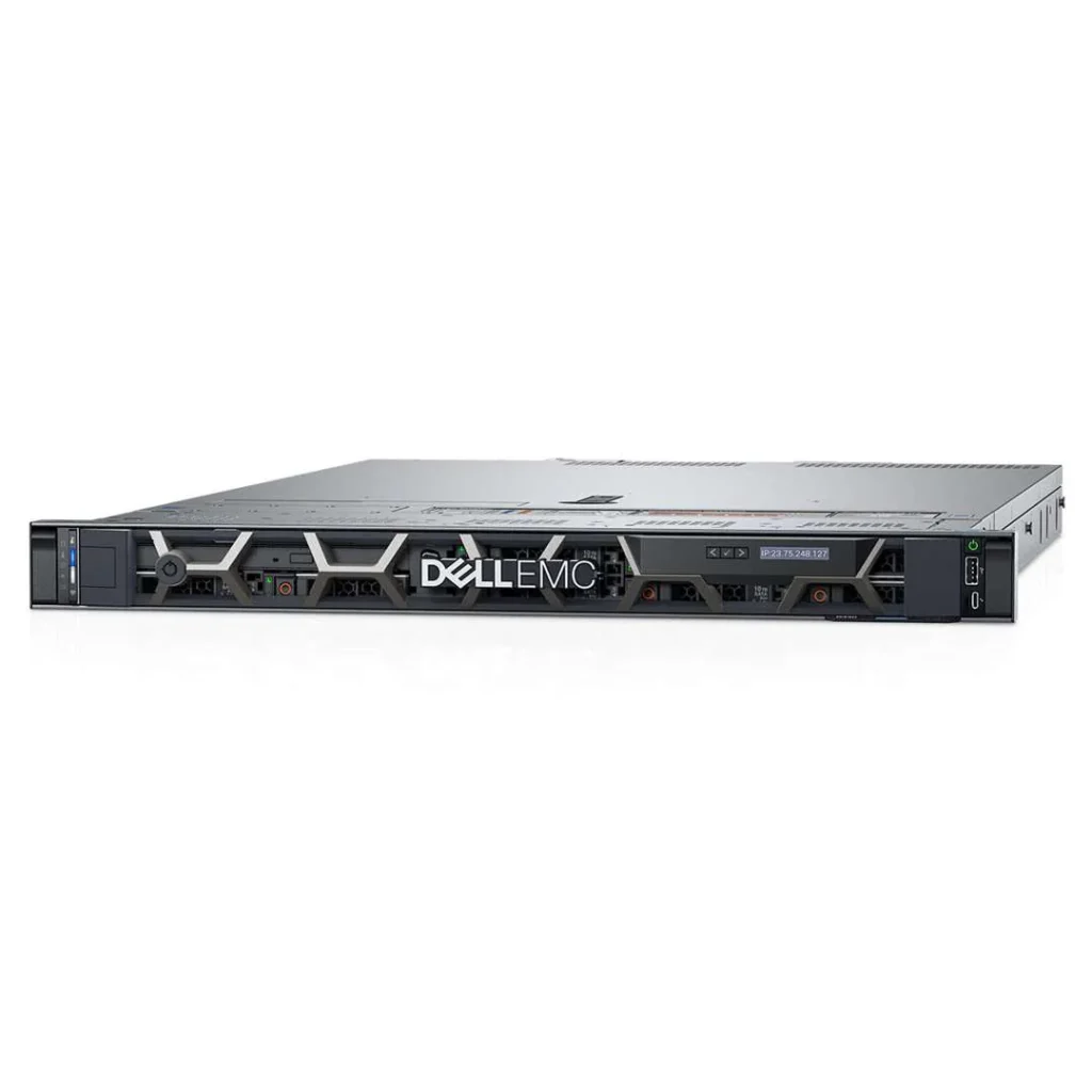 Front view of Dell EMC PowerEdge R440 with 4x3.5" drive bays and bezel cover installed.