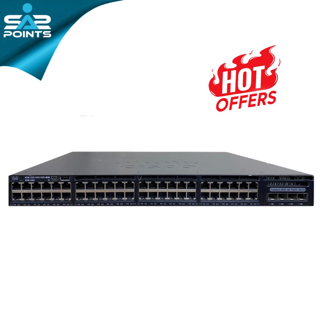 Cisco Catalyst WS-C3650-48FD-S 48-Port PoE+ Managed Layer 3 Switch – 4x 1G SFP+ Uplinks, IP Base