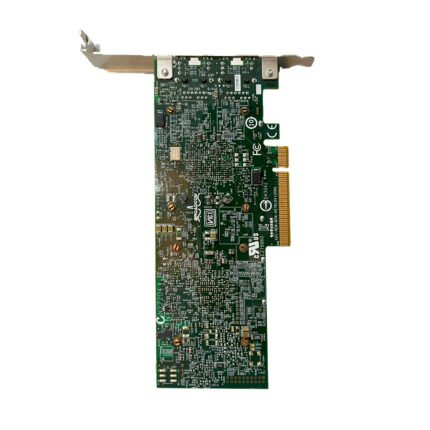 Rear view of Dell 0W1GCR Broadcom Dual Port 10GbE network card showing PCIe connector and internal components.
