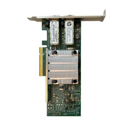 Front view of Broadcom BCM57810S network card with dual SFP+ fiber ports for 10Gbps connections.