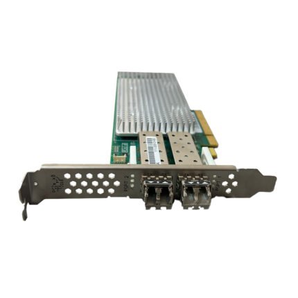 Side view of NetApp QLE2672 Dual-Port 16Gbps/10GbE network card showing fiber ports.