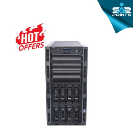 Image showing front and side view of Dell EMC PowerEdge T330 8x3.5" Tower Server in a professional IT setting