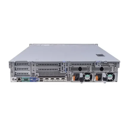Rear view of Dell EMC PowerEdge R730XD with power supplies, I/O ports, and expansion slots