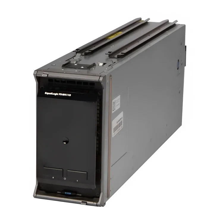 Dell EqualLogic PS-M4110 Blade Array storage blade installed in Dell PowerEdge M1000e chassis with hot-swappable SAS and SSD drives.